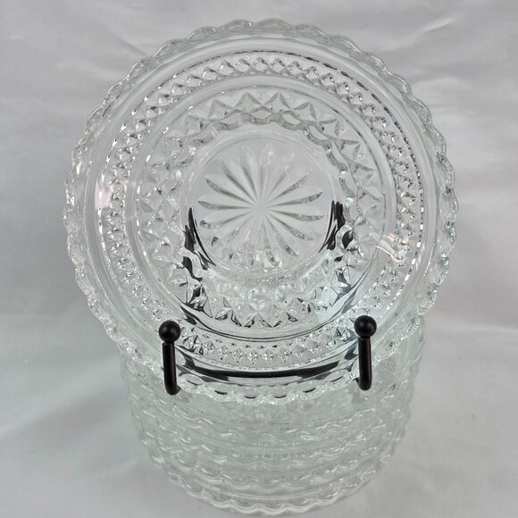 FIVE Vintage Anchor Hocking Wexford Fruit Bowls Diamond Cut Glass Design - Picture 1 of 15